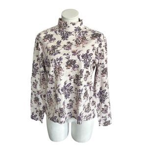 Laura Scott Women's Floral Mock Neck Long Sleeve Blouse Multicolor Size L
